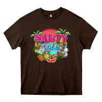 Chocolate Brown Salty vibes summer Heavy Core Tee - NancyCooperArtShop