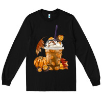 Black Pumpkin Spice Coffee Long Sleeve Tee - FaDigitalArtStudio