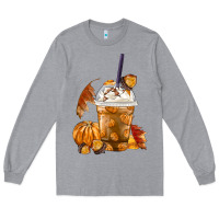 Heather Grey Pumpkin Spice Coffee Long Sleeve Tee - FaDigitalArtStudio