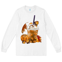 White Pumpkin Spice Coffee Long Sleeve Tee - FaDigitalArtStudio