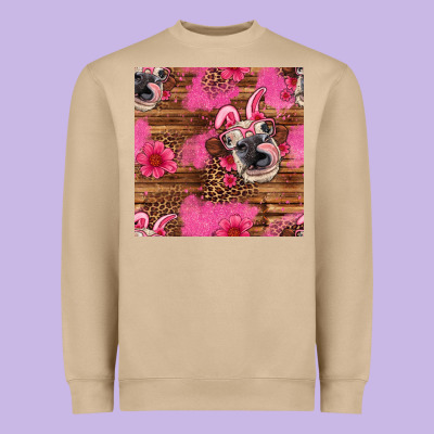 Easter Heifer With Bunny Ears Seamless Pattern Heavyweight Sweatshirt Designed By Artiststas