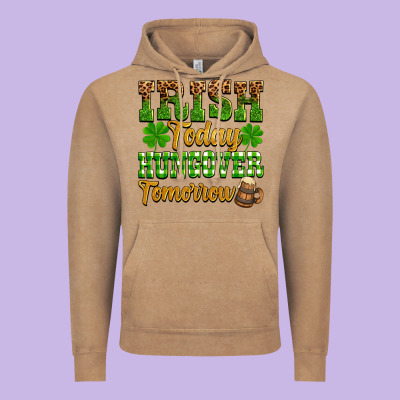 St. Patrick's Irish Today Hungover Tomorrow Vintage Hoodie Designed By Oliviacreatesart