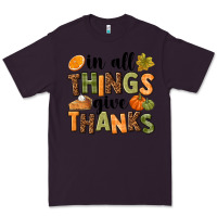 Plum In all things give thanks Premium Tee - NancyCooperArtShop