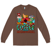 Chestnut Coffee And American Football Coffee Cups Long Sleeve Tee - FaDigitalArtStudio