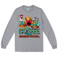 Heather Grey Coffee And American Football Coffee Cups Long Sleeve Tee - FaDigitalArtStudio
