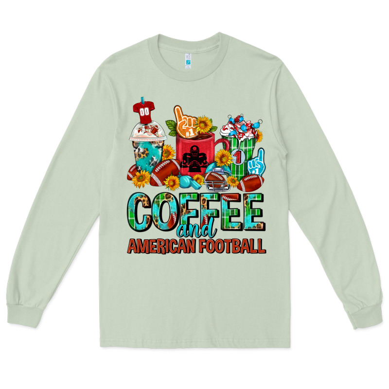 Coffee And American Football Coffee Cups Long Sleeve Tee by FaDigitalArtStudio | Teevron