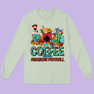 Coffee And American Football Coffee Cups Long Sleeve Tee Designed By Fadigitalartstudio