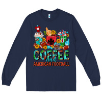 Navy Coffee And American Football Coffee Cups Long Sleeve Tee - FaDigitalArtStudio
