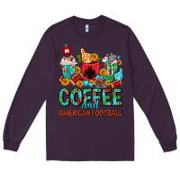 Plum Coffee And American Football Coffee Cups Long Sleeve Tee - FaDigitalArtStudio