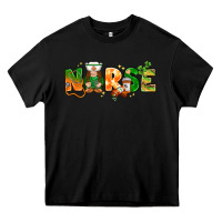 Black st patricks day nurse with gnome Heavy Core Tee - NancyCooperArtShop
