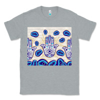 Heather Grey evil eyes with white wooden pattern Classic Tee - TumblerDesignByShophia