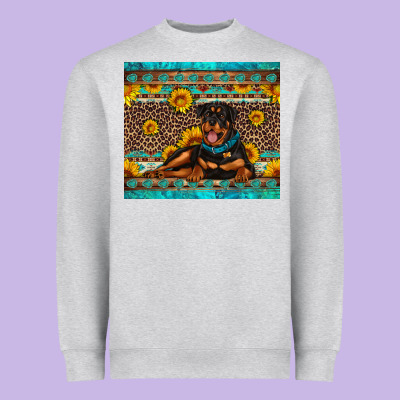 Rottweiler With Western Background Heavyweight Sweatshirt Designed By Artiststas