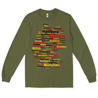 Army Green germany map silhouette towns cities flag berlin travel t shirt Long Sleeve Tee - maiPhamDesign
