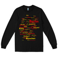 Black germany map silhouette towns cities flag berlin travel t shirt Long Sleeve Tee - maiPhamDesign