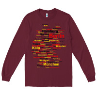 Burgundy germany map silhouette towns cities flag berlin travel t shirt Long Sleeve Tee - maiPhamDesign