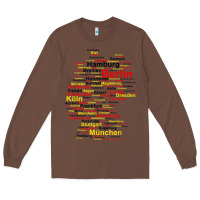 Chestnut germany map silhouette towns cities flag berlin travel t shirt Long Sleeve Tee - maiPhamDesign