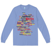 Colony Blue germany map silhouette towns cities flag berlin travel t shirt Long Sleeve Tee - maiPhamDesign