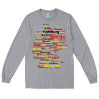 Germany Map Silhouette Towns Cities Flag Berlin Travel T Shirt Long Sleeve Tee | Teevron