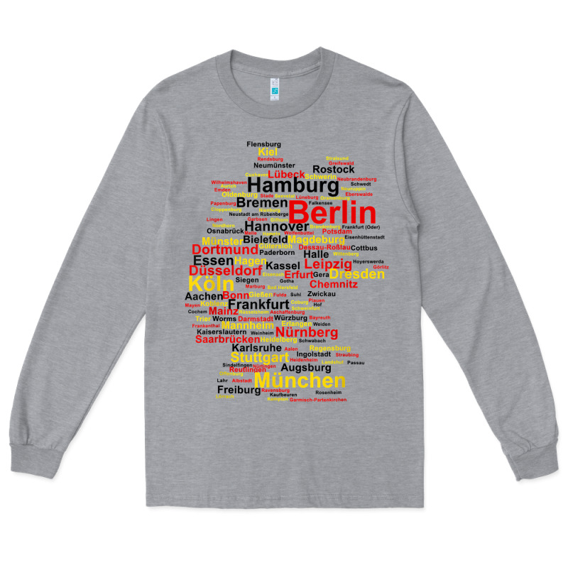 Germany Map Silhouette Towns Cities Flag Berlin Travel T Shirt Long Sleeve Tee by maiPhamDesign | Teevron