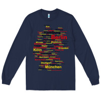 Navy germany map silhouette towns cities flag berlin travel t shirt Long Sleeve Tee - maiPhamDesign