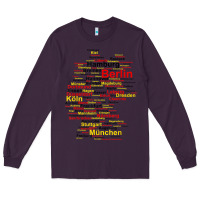 Plum germany map silhouette towns cities flag berlin travel t shirt Long Sleeve Tee - maiPhamDesign