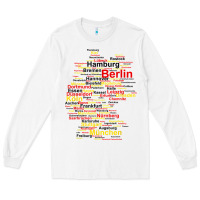 White germany map silhouette towns cities flag berlin travel t shirt Long Sleeve Tee - maiPhamDesign
