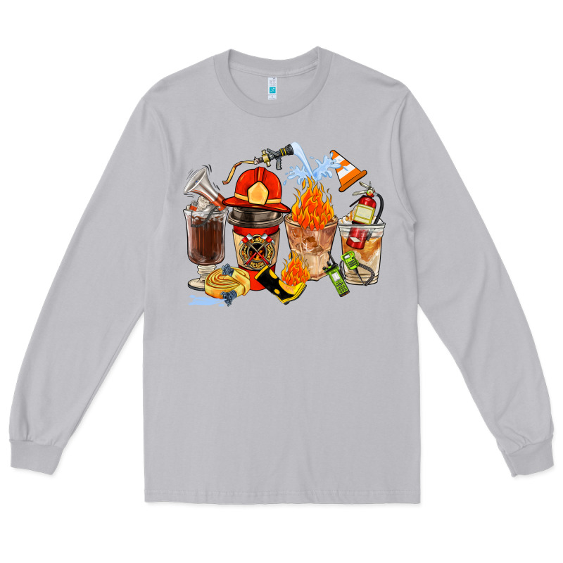 Firefighter Coffee Cups Long Sleeve Tee by FaDigitalArtStudio | Teevron