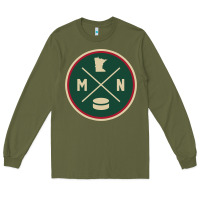 Army Green Classic Minnesota Hockey MN Outline Pullover Hoodie Long Sleeve Tee - maiPhamDesign