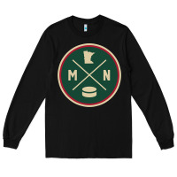 Black Classic Minnesota Hockey MN Outline Pullover Hoodie Long Sleeve Tee - maiPhamDesign