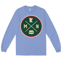 Classic Minnesota Hockey Mn Outline Pullover Hoodie Long Sleeve Tee | Teevron