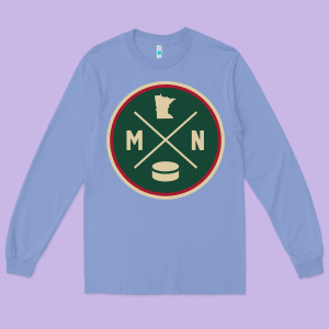 Classic Minnesota Hockey Mn Outline Pullover Hoodie Long Sleeve Tee Designed By Maiphamdesign