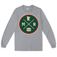 Heather Grey Classic Minnesota Hockey MN Outline Pullover Hoodie Long Sleeve Tee - maiPhamDesign