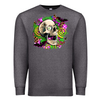 Charcoal Heather halloween skull Premium Sweatshirt - AdoDesignShop