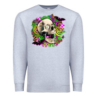 Heather Grey halloween skull Premium Sweatshirt - AdoDesignShop