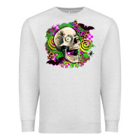 Oatmeal Heather halloween skull Premium Sweatshirt - AdoDesignShop