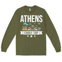 Army Green Athens Greece City Trip Skyline Map Travel Long Sleeve Tee - maiPhamDesign