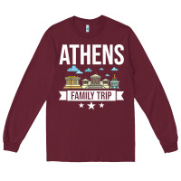 Burgundy Athens Greece City Trip Skyline Map Travel Long Sleeve Tee - maiPhamDesign