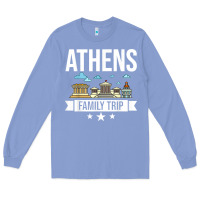 Colony Blue Athens Greece City Trip Skyline Map Travel Long Sleeve Tee - maiPhamDesign