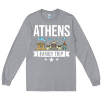 Heather Grey Athens Greece City Trip Skyline Map Travel Long Sleeve Tee - maiPhamDesign