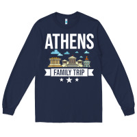 Navy Athens Greece City Trip Skyline Map Travel Long Sleeve Tee - maiPhamDesign