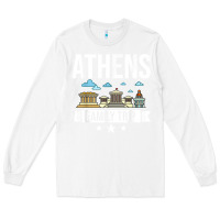 White Athens Greece City Trip Skyline Map Travel Long Sleeve Tee - maiPhamDesign