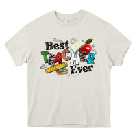 Cream best teacher ever Heavy Core Tee - NancyCooperArtShop