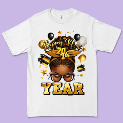 Happy New Year Afro Messy Bun Premium Tee Designed By Texasbilliewilder