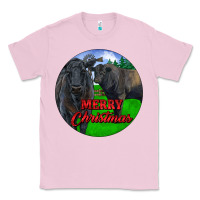 Bubblegum Pink Black Angus Cattle and Bull Merry Christmas Classic Tee - RanaPortraitStore