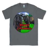 Charcoal Heather Black Angus Cattle and Bull Merry Christmas Classic Tee - RanaPortraitStore