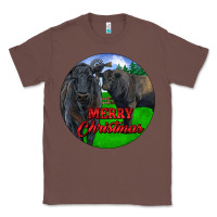 Chestnut Black Angus Cattle and Bull Merry Christmas Classic Tee - RanaPortraitStore