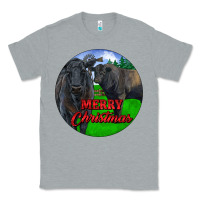 Heather Grey Black Angus Cattle and Bull Merry Christmas Classic Tee - RanaPortraitStore