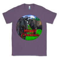Lavender Black Angus Cattle and Bull Merry Christmas Classic Tee - RanaPortraitStore