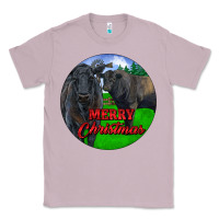 Lilac Black Angus Cattle and Bull Merry Christmas Classic Tee - RanaPortraitStore