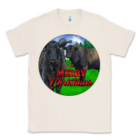 Black Angus Cattle And Bull Merry Christmas Classic Tee | Teevron